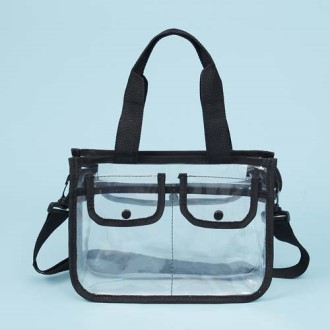 투웨이 심플 방수 투명 크로스백 (블랙) 바캉스 가방