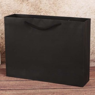 심플 무지 가로형 쇼핑백 (블랙) (40 x 30cm) / 종이 쇼핑백