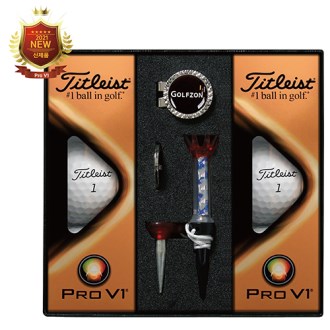 타이틀리스트 Pro V1 골프볼 6구+볼마커(실버)+자석티 세트
