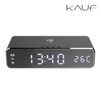 카프 10W 고속 무선충전 LCD 알람시계 KF- CW100 [특판상품]