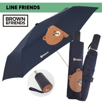 라인프렌즈 브라운 3단 자동 우산