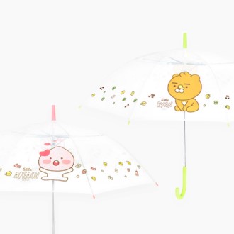캐릭터 투명 우산 그린핑크