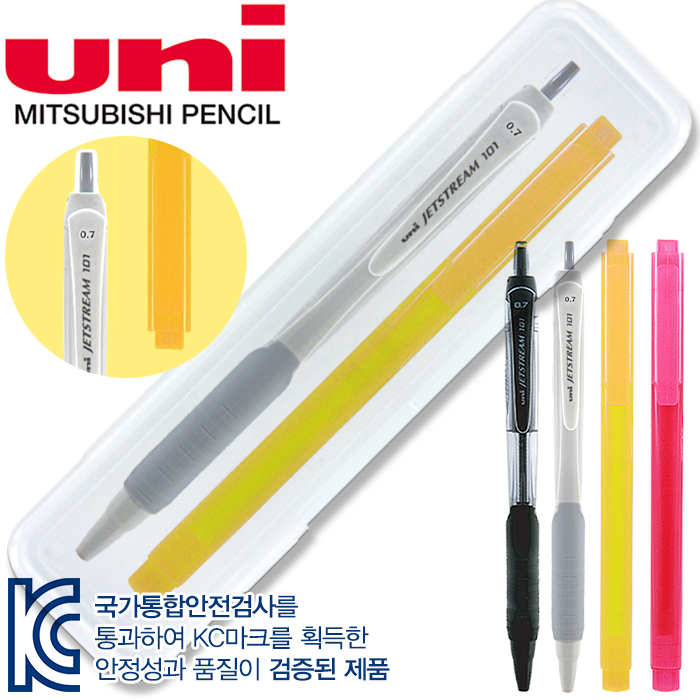 uni 제트 스트림 101 (0.7) + 스타 사각 형광펜 [특판상품]