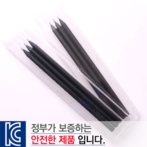 투명 사각 흑목 원형 연필 3P 세트 // 국산