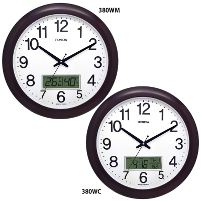 로니카 우드엔틱 온도계습도계 무소음벽시계 R380WM/380WC