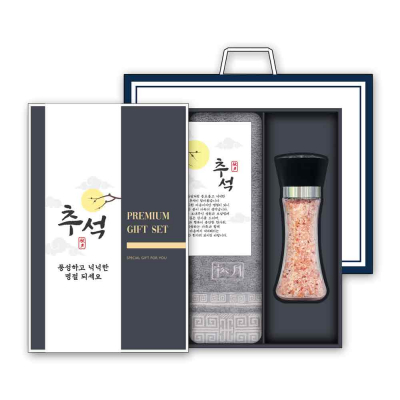 [송월 추석선물세트] 송월 격자 수건+솔트 세트