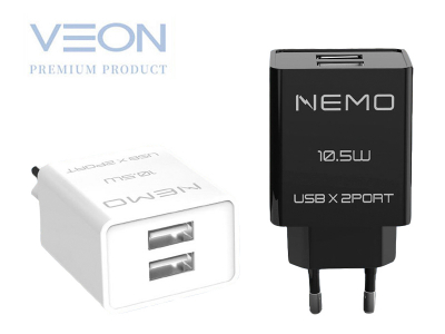 베온 네모 USB 2포트 가정용 충전기 2.1A (C타입 1.2M 케이블포함) [특판상품]