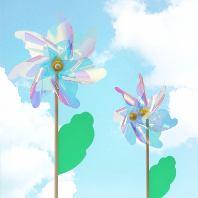 홀로그램 투명 바람개비 2p세트(56cm)행사용 팔랑개비
