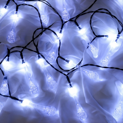 포스원 LED 20구 태양광 물방울 백색전구 야외 데코조명