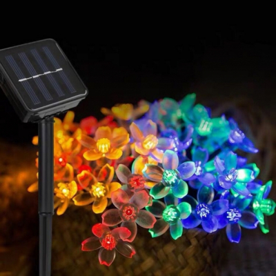 포스원 LED 30구 태양광 플라워 컬러전구 꽃 옥상 줄조명