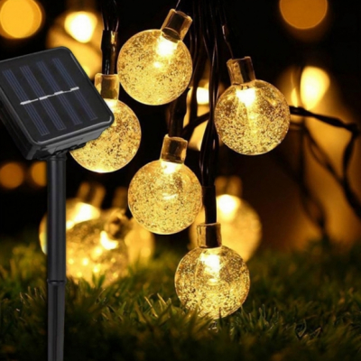 포스원 LED 100구 태양광 스노우볼 웜색전구 야외 줄조명
