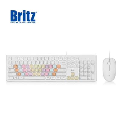 Britz 브리츠 BK200C Rainbow USB 멤브레인 유선키보드+유선마우스 세트+키스킨제공 [특판상품]